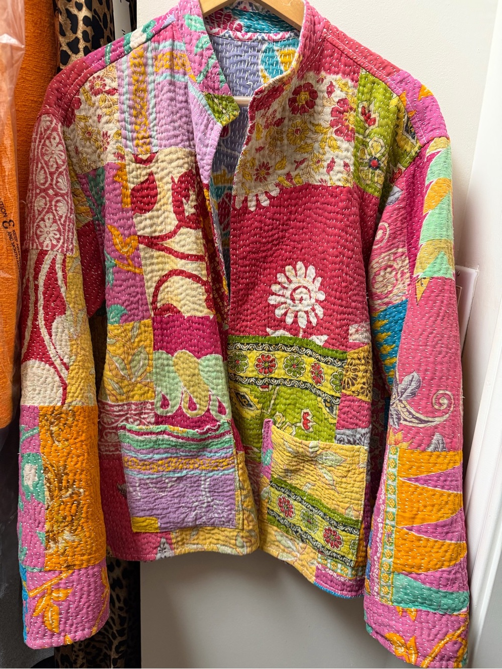 Sapeyka Patchwork Quilted Jacket - Pink Multicolor